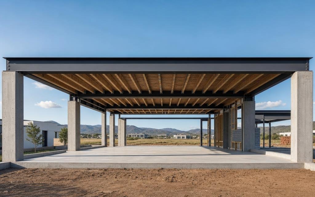 3+ Spans (Extensive open plan column-free design)— Illustrative diagram