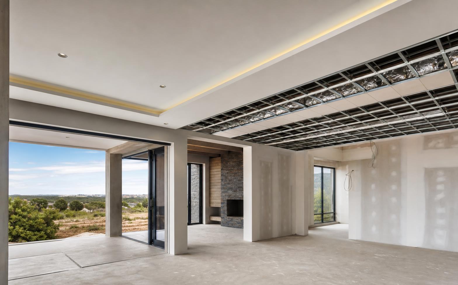 Gyproc and RhinoBoard Ceiling Systems: Choosing a Ceiling for New Builds— Illustrative diagram