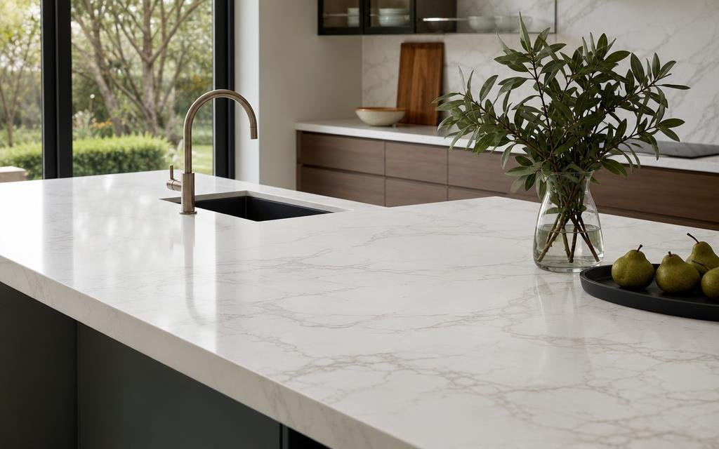 Caesarstone Premium Calacatta Quartz— Illustrative diagram