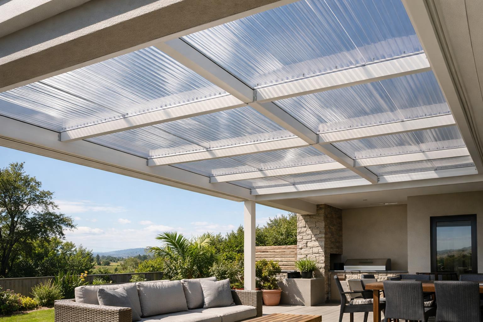Fixed UV-Stabilised Polycarbonate Roof— Illustrative diagram