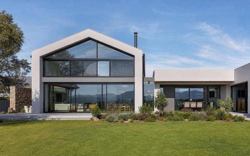 High / Glazed Facade (Large floor-to-ceiling tracking windows)— Illustrative diagram