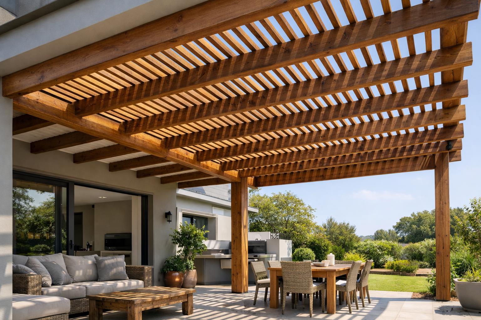 Open Slatted Timber Pergola— Illustrative diagram