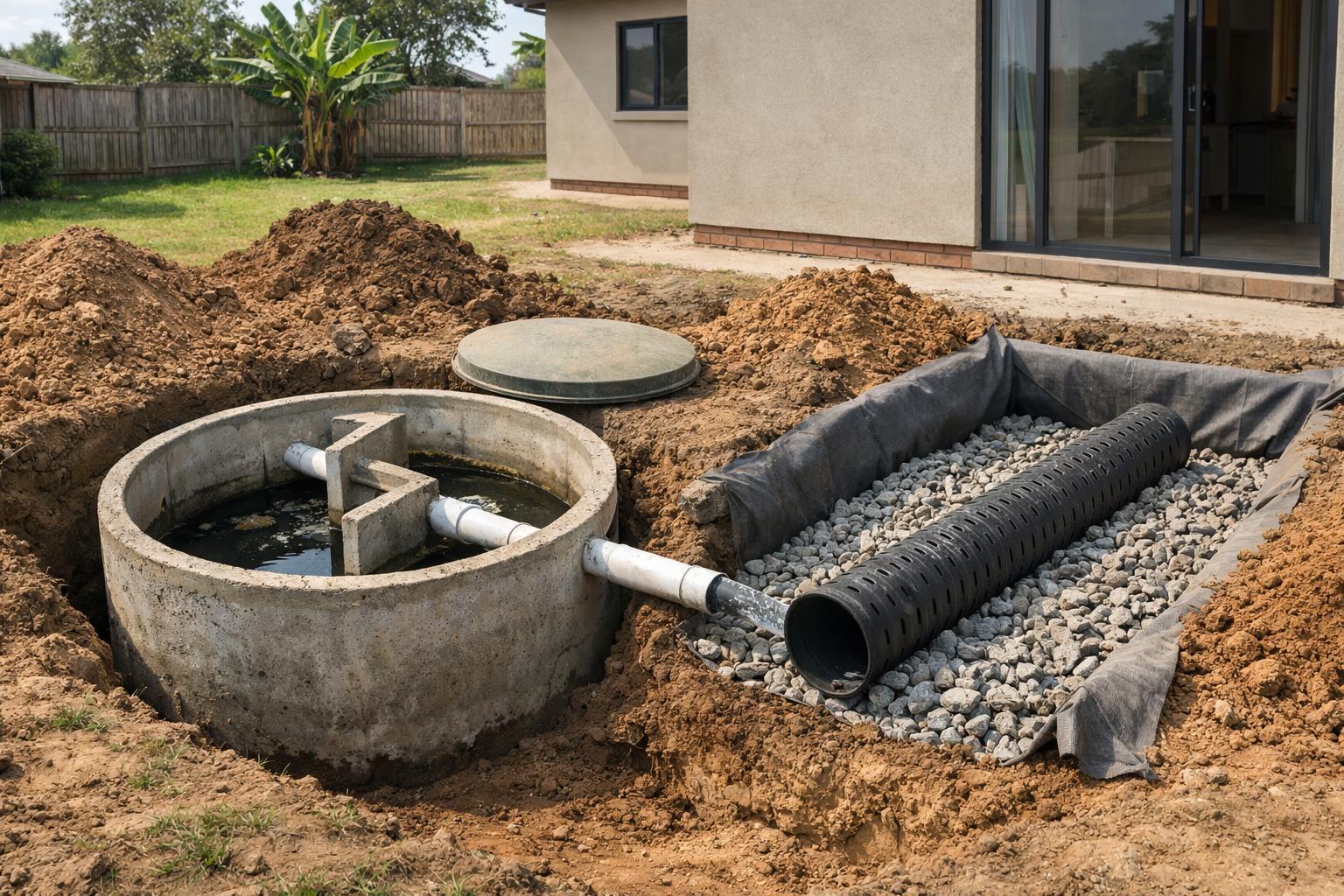 Septic Tank & Soakaway— Illustrative diagram