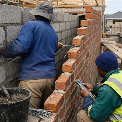 Additional bricklaying labour for cavity wall tie placement