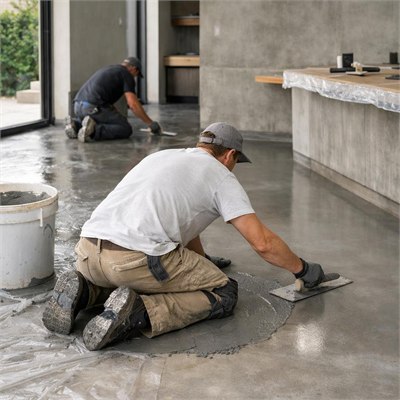 Specialist micro-topping / polished-concrete applicator labour