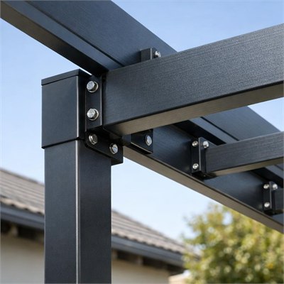 Powder-coated aluminium carport posts, beams, purlins and fixing set
