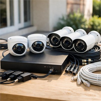 4-channel CCTV kit - NVR, 4x HD cameras, cabling
