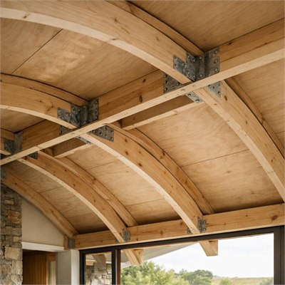 Vaulted ceiling double-batten structural frame materials