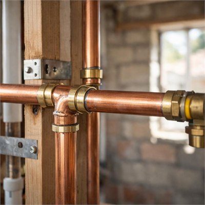 22mm Copper Plumbing Pipe (Supply, per linear metre)