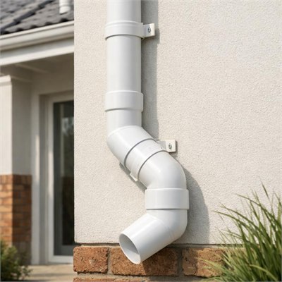 PVC downpipe 80mm diameter with offset shoe & clips
