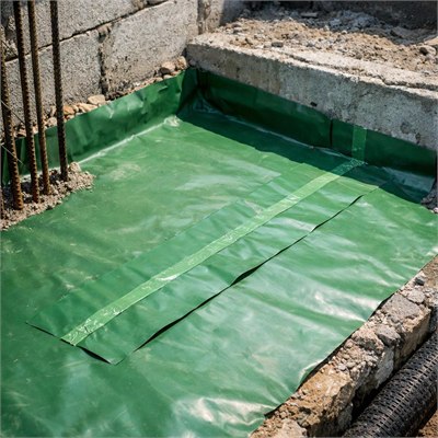250 micron USB Green damp-proof membrane sheeting, incl. laps & seals