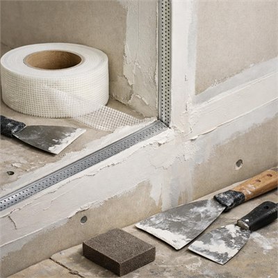 Drywall joint tape, compound, corner bead and finishing sundries