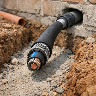 16mm² single-phase underground armoured mains supply cable (per linear metre)