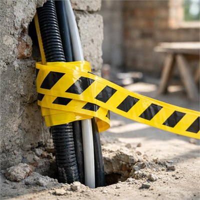 Heavy-duty PVC yellow electrical warning tape