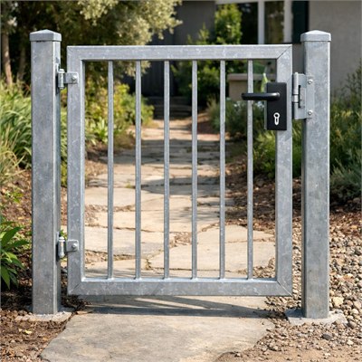 Galvanised steel pedestrian gate, 1m, with posts and hardware