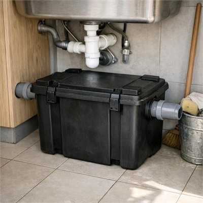 100L Poly Grease Interceptor Trap, domestic scullery-scale unit