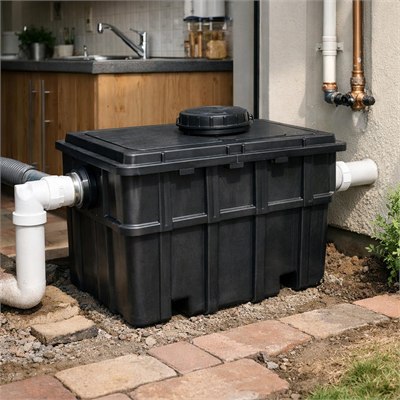 250L Poly Grease Interceptor Trap, domestic main-kitchen-scale unit