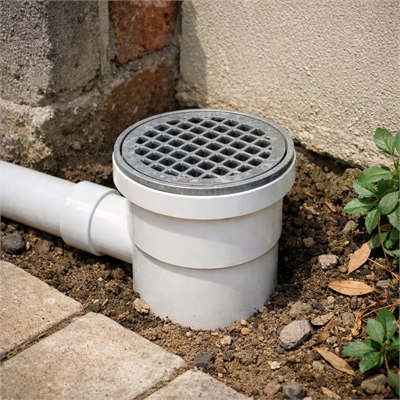 110mm PVC Yard Gulley Trap, complete with grating