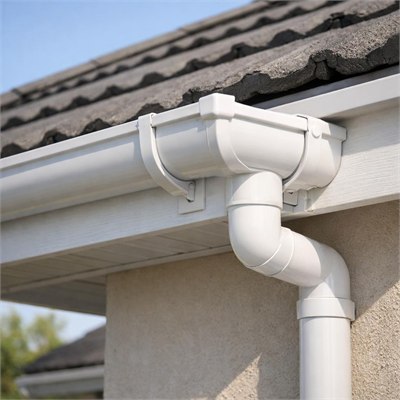 125mm PVC Ogee eaves gutter system, incl. brackets