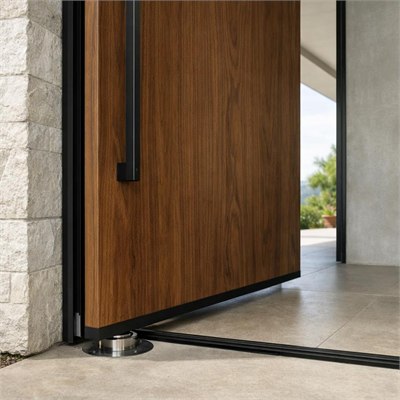 Oversized pivot entrance door, frame, pivot hardware and ordinary weather seals