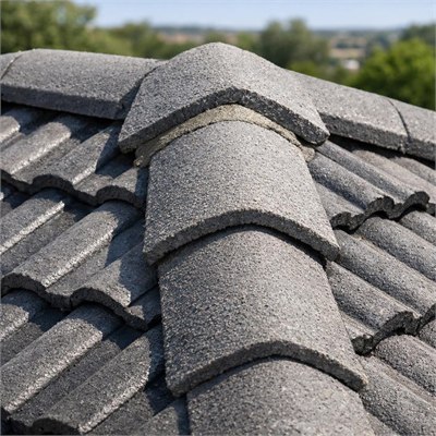 Concrete roof-tile ridge / hip capping, including normal overlap allowance