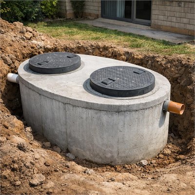 5,000L precast septic tank with access covers
