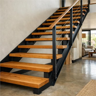 Straight Flight Timber/Steel Structural Stair Kit