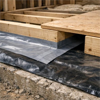 Two-part moisture-barrier DPM for timber floor