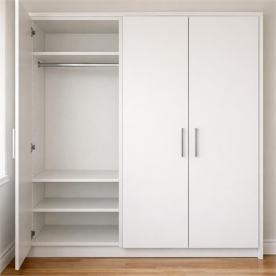 16mm white melamine built-in wardrobe carcass and doors (per lin m)