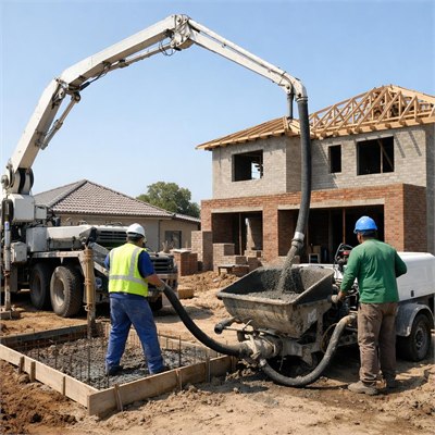 Concrete boom/line pump hire - small pour (up to 30 m3)