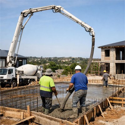 Concrete boom/line pump volume charge - large pour