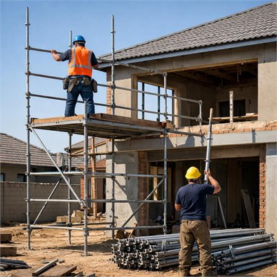Steel framework scaffolding access hire, erection, and strike allowance