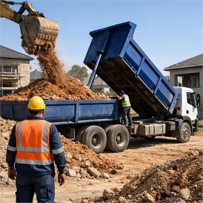 Bulk surplus spoil loading, 10m³ tipper cart-away and ordinary legal-disposal allowance